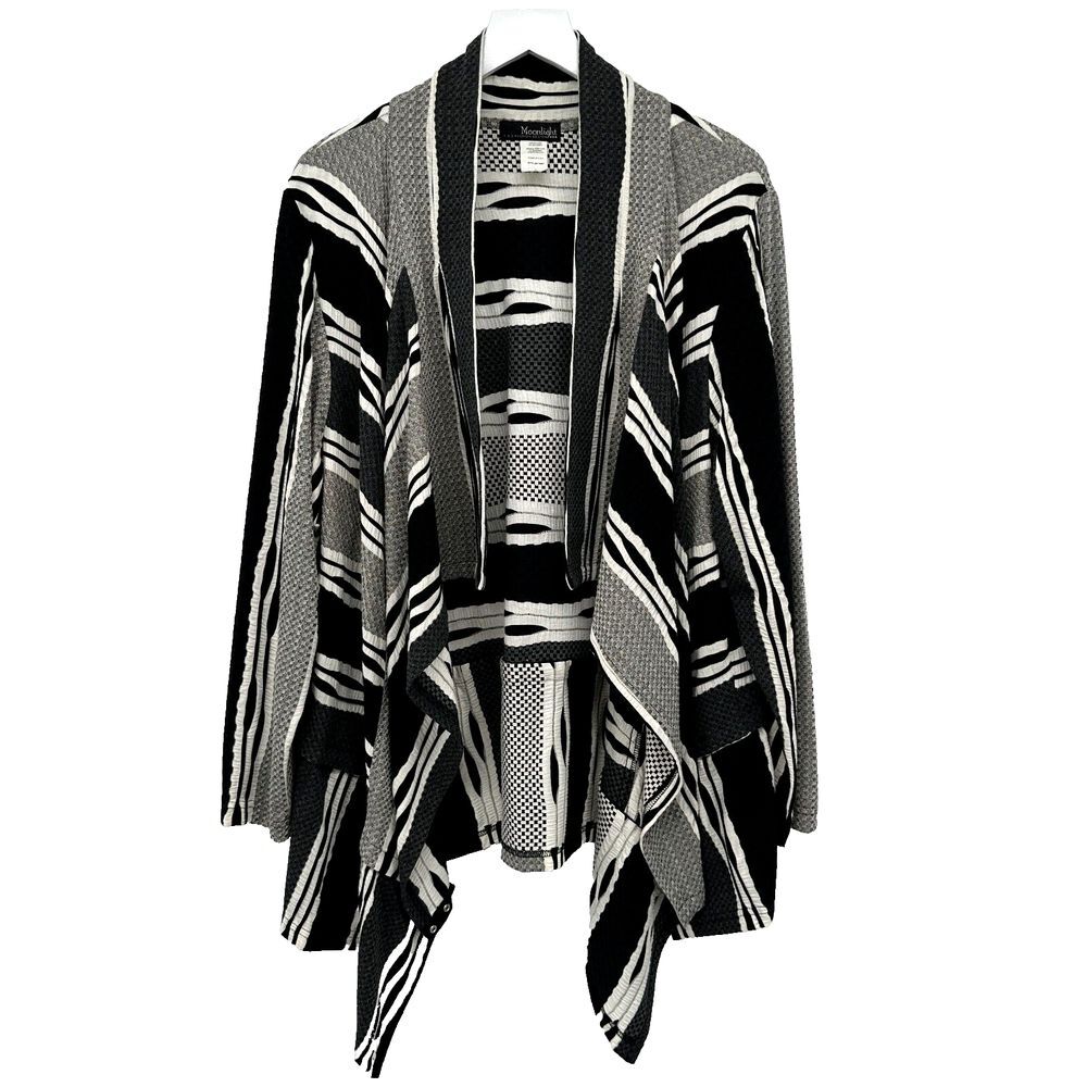 Moonlight Y&S Fashion Cardigan‎ Sweater Size XL Stretch Knit Draped Open Front